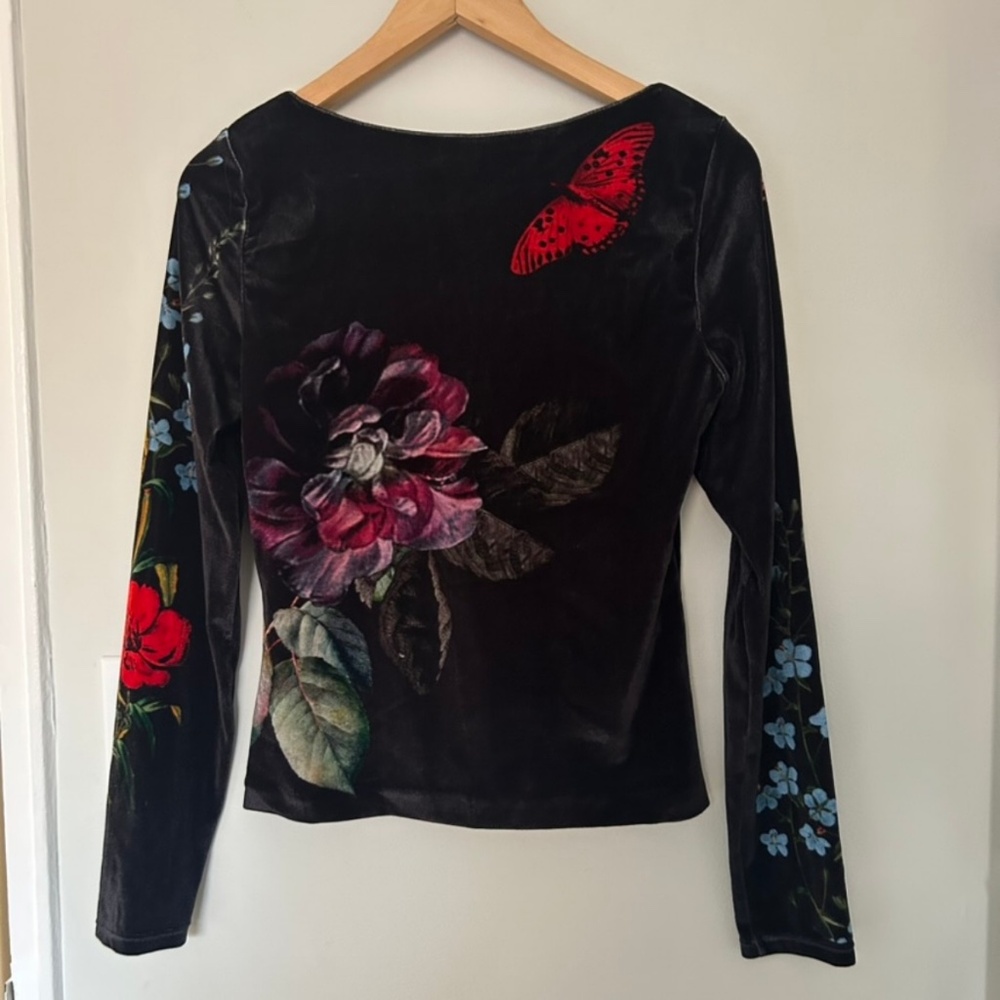 Alice + Olivia Delaina Long Sleeve Top In The Wind Floral Butterfly M NWT $275 - Picture 7 of 12